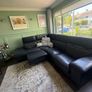 L shape navy leather couch Image 4