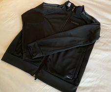Boys all black Adidas zip tracksuit top 9 10
