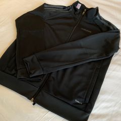 Boys all black Adidas zip tracksuit top 9 10