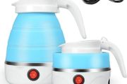 Electric Kettle Mini Travel Kettle Portable Fast Boiling 600 ML Collapsible Camping Kettle with Separable Power Cord for Outdoor Hiking Camping Traveling