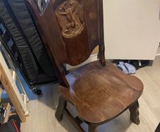 Vintage hand carved heavy wooden chair