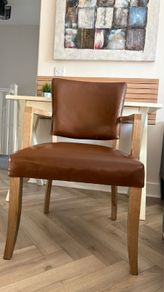 leather armchair -solid oak