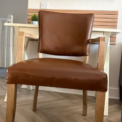 leather armchair -solid oak