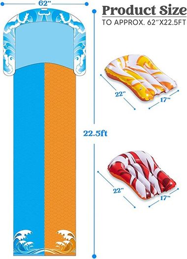685 cm Slip Slide and 2 Bodyboards, Lawn Water Slides Slip N Waterslides Summer Water Toy with Build in Sprinkler for Backyard Outdoor Water Fun for Kids Adults (FREE SHIPPING)