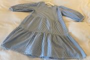 Gorgeous girls H&amp;M blue white stripe dress like new 9-10