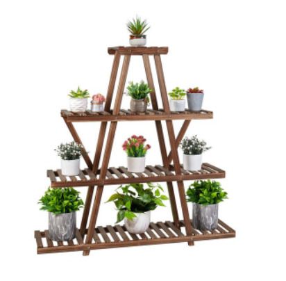 BRAND NEW Triangular Wooden Plant Stand 4 Tiers Shelf Holder