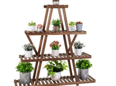 BRAND NEW Triangular Wooden Plant Stand 4 Tiers Shelf Holder