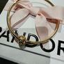 Pandora Moments Gold P Sparkling Pave Bangle Size 20cm Brand New Image 2