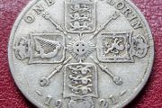 1921 United Kingdom  1 Florin - George V  2nd issue Silver coin