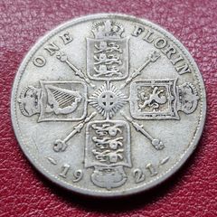 1921 United Kingdom  1 Florin - George V  2nd issue Silver coin
