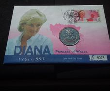 Rare 1998 Princess Diana Commemorative Coin Cover - Limited Edition No, 0374