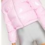 womens pink vinyl puffer jacket Image 2