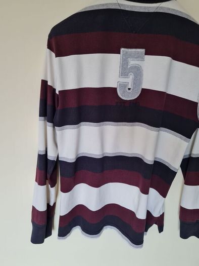 Tommy hilfiger rugby polo Size large Pit to pit 22" stripe cotton number 5 in excellent condition