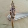 Vintage Rolled Gold Bangle Bracelet  Amethyst  Clear Stone Cluster Image 8