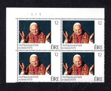 1979 Ireland Papal Visit of Ireland Commemorative Stamp Plate Block 1111 Mint Never Hinged (MNH)