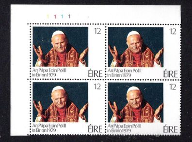 1979 Ireland Papal Visit of Ireland Commemorative Stamp Plate Block 1111 Mint Never Hinged (MNH)
