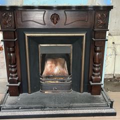 Fireplace and glass doors