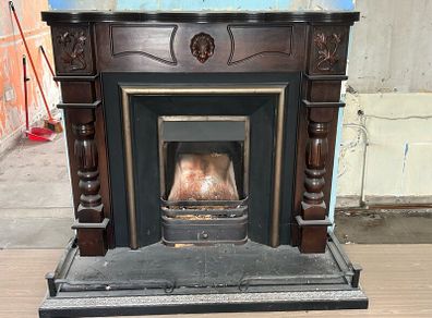 Fireplace and glass doors