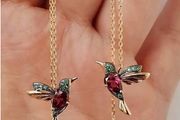Charming Earrings with a Tiny Bird - excellent gift - excellent gift idea