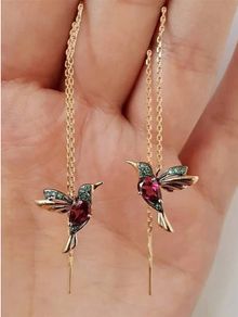 Charming Earrings with a Tiny Bird - excellent gift - excellent gift idea