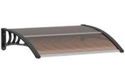 Curved Window Door Canopy Aluminium Rigid Plastic Polycarbonate Fixed Outdoor Awning Modern Design UV Water Rain Resist 100 x 75cm Brown