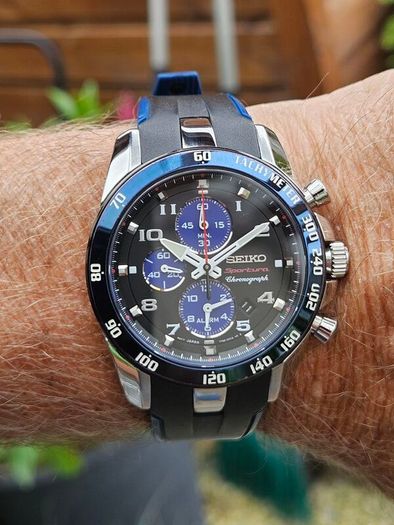 Watch Seiko Sportura. Chronograph. Alarm