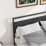 King Size Bed Frame with Wooden Headboard, Metal Bed Frame King size Bed Base/Mattress Foundation,Metal Slat Support Noise Free,Textured Black Image 3