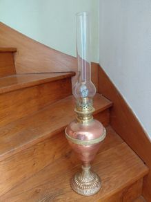 vintage French copper/brass oil lamp