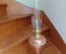 vintage French copper/brass oil lamp