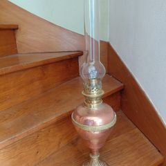 vintage French copper/brass oil lamp