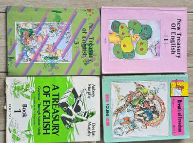4 x Vintage Folens English National Primary School Books  Busy Beaver Treasuary of English Workbooks Old Used