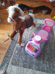 Rocking hors  and ride on car. Both for 10e