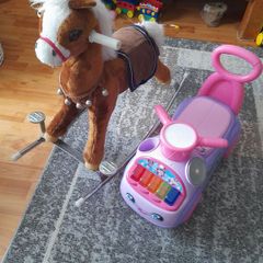 Rocking hors  and ride on car. Both for 10e