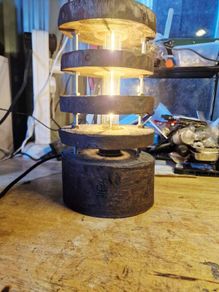 Handcrafted livewood tiered lamp