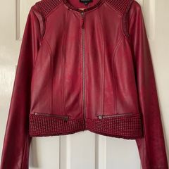 Eva Kayan Burgundy Fitted Jacket - Size 42