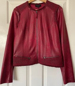 Eva Kayan Burgundy Fitted Jacket - Size 42