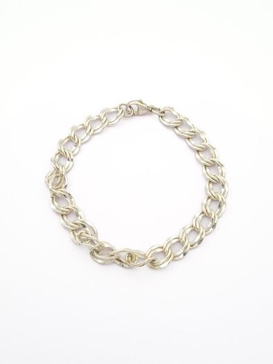 Vintage 925 Sterling Silver Double Link Charm Bracelet