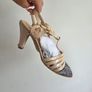 Beige Snakeskin Peep Toe Heels Size 40 EU Image 2