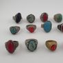 15 Rustic Brass Rings Mixed Traditional Glass & Stone Ring Collection Image 10