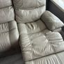 3 + 1 seater taupe grey leather sofa. Image 5