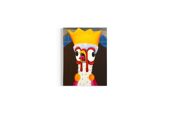 Crazy King Chicken Original Acrylic Painting