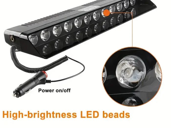 12-Led Strobe Flash Light Emergency Warning with Suction Cups