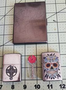 Old Zippos, Zippo flints, and a steel smokes case