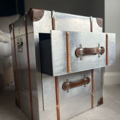 Pair Of Bardem Bedside Cabinets Aluminium Leather