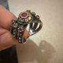 Vintage Sterling Silver Ring Ruby Emerald Style Stones Image 3