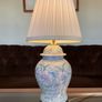 Pretty Oriental Pastel Floral Ginger Jar Lamp Base with Wooden Plinth Base Image 7