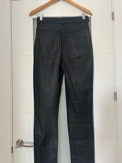 Unsigned black leather trousers jeans style Sz 8UK  W28 L 32