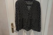 navy print top