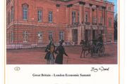 1984 Great Britain Limited Edition Lithographed Print measuring 333mm X 257mm showing great Britain London Economic Summit Commemorative stamps with First Day of Issue Cancel