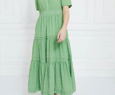 Gallery apple green tiered maxi dress size UK 12